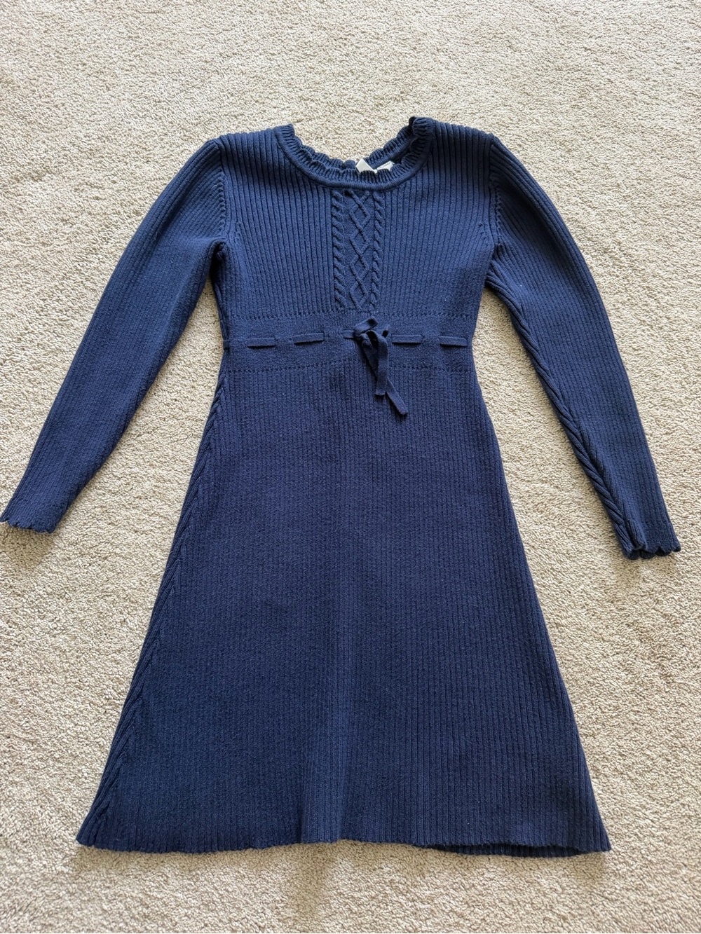 Janie and Jack Navy Knit Sweater Dress with Red & Navy Buffalo Plaid Leggings